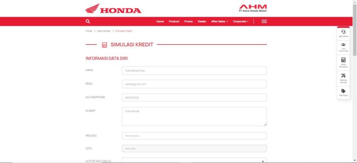 Simulasi Kredit Motor Honda